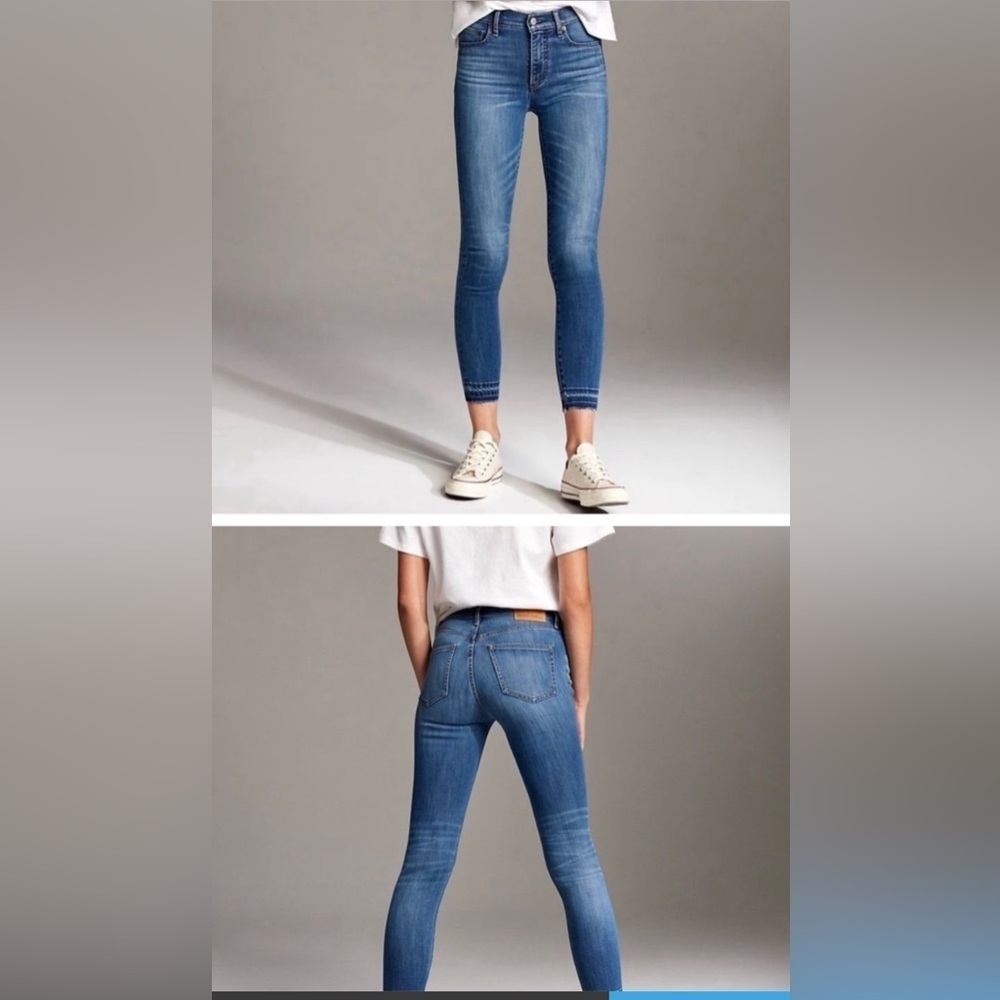 DENIM FORUM | The Nico Mid Rise Skinny Crop | Size 27 |Distressed Ankle |Aritzia